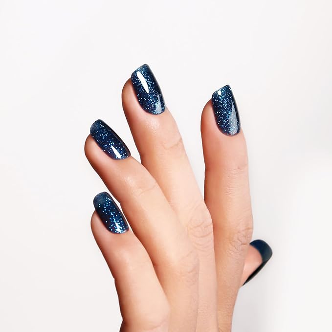 Glitter Gel Polish,Dark Navy Blue Glitter Gel Nail Polish Sparkle Shimmer Gel Glitter Nail Polish Fall Winter Soak off LED UV Gel Nail Polish for Art DIY Manicure 15ML
