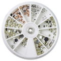 Nail Art Rhinestones Fake Pearl Gems Jewelry Decorations Manicure Wheel (20 Wheels, Gold & Silver)