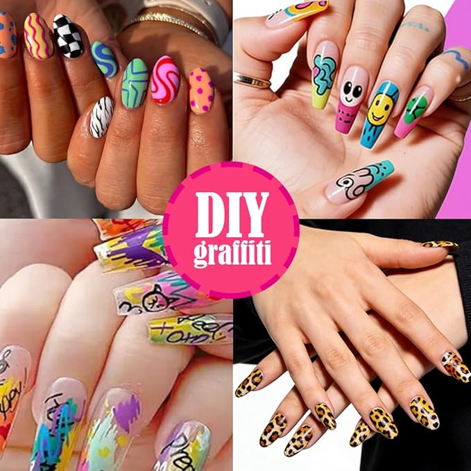 12 Colors Nail Art Pens Set, 2026 New Nail Marker, 0.7mm Quick-Drying Waterproof Polish Pens with Dotting Liner,Nail Art Tools for Graffiti Dotting Drawing Painting Point Liner DIY (2 Set)