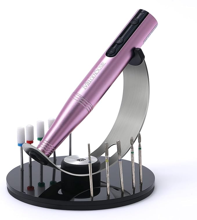 MelodySusie Pen Nail Drill Holder with 10 Drill Bits Holes,Stable Acrylic Base Stand for Most Pen-shaped Electric Nail File,Especially for PC120I,PC120B,PC180G,PC180F,PC180E,PM170F,PM180G,SM220G