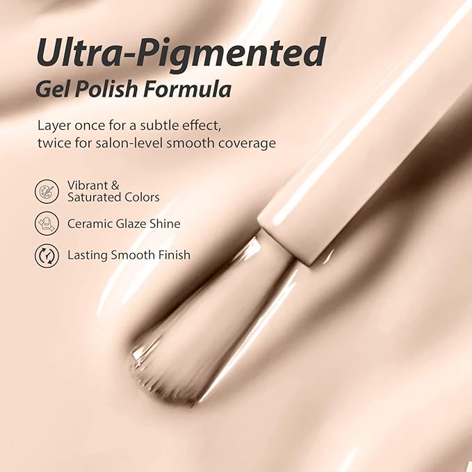 Makartt Ultra-Pigmented Gel Nail Polish Nude 15ml, One N'Done Nude Gel Polish One-Coat Soak Off High-Gloss Ceramic Shine, Salon-Grade UV Nail Art Manicure DIY Salon Home - Stay Neutral
