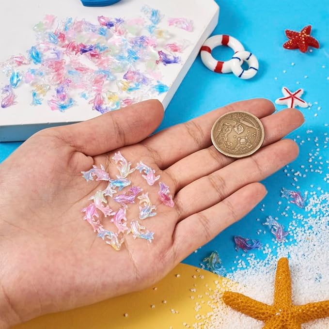 KISSITTY 140Pcs Goldfish Nail Charms 3D Goldfish Nail Art Charms Resin Animal Nail Art Decoration for Manicure