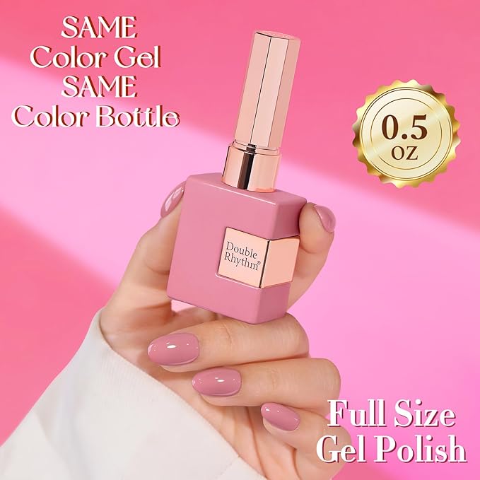 Double Rhythm 0.5 Oz Gel Nail Polish Neutral Natural Same Color Same Bottle Translucent Light Milky Pastel 15ML Manicure French Design Art DIY at Home (Mauve Pink-A1242)