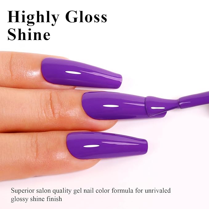 Imtiti Purple Gel Nail Polish, 0.5 Fl Oz Deep Purple Soak Off LED UV Nail Polish Spring Summer DIY Nail Art Starter Manicure Salon Kit