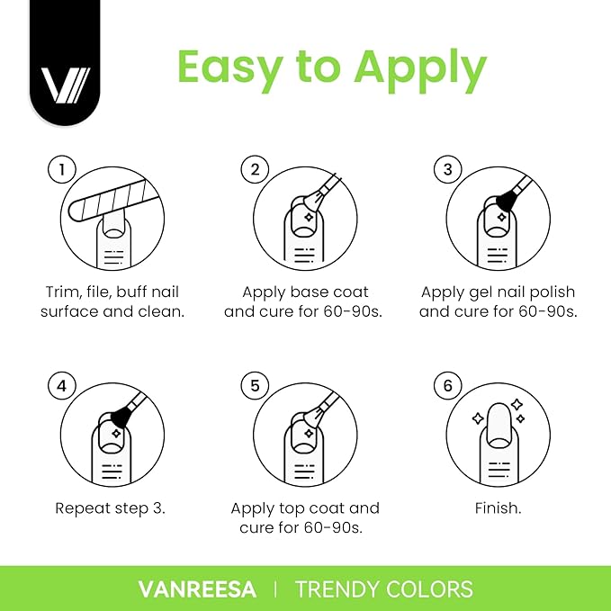 VANREESA 24 Pcs Gel Nail Polish Set -Trendy Colors Gel Polish with Base Coat & 4 Effects of Top Coat White Nude Pink Orange Yellow Green Blue Purple Black Gel Polish Set Nail Kit Gifts for Women Girls