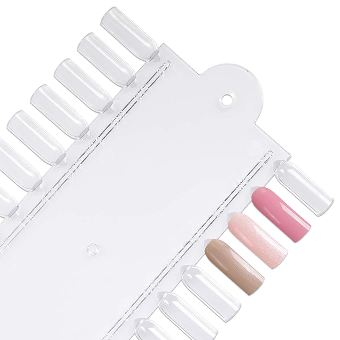 Beauticom 10 Palettes 48 Nail Tips Display Board for Nail Art Design Pattern Practice and Swatch Nail Polish Colors (48 Tips Palette (Clear), 10 Pieces)