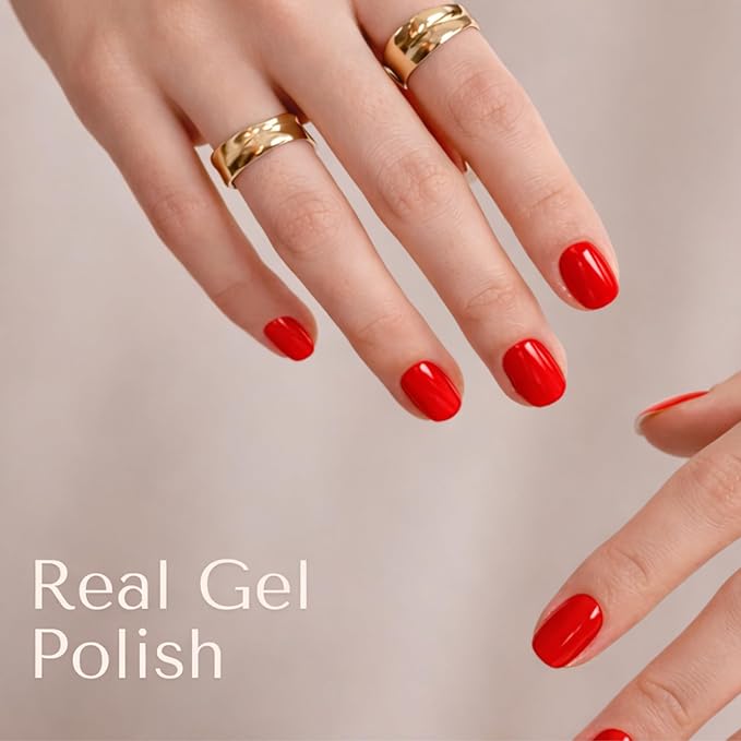 Ami Amour- Gel Nail Strips Cured Polish Color That Pops (Last 14+ Days) | Semi Cured Nail Sticker Wraps For Quick Easy Application (Sizzling Hibiscus)