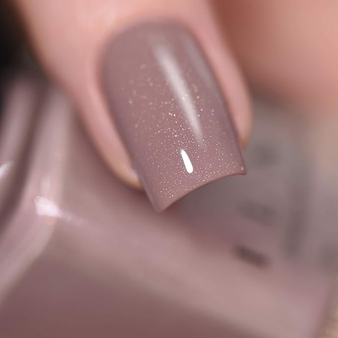 ILNP Coffee Run - Creamy Mocha Neutral Nude Nail Polish, Subtle Holographic, Chip Resistant, 7-Free, Non-Toxic, Vegan, Cruelty Free, 12ml