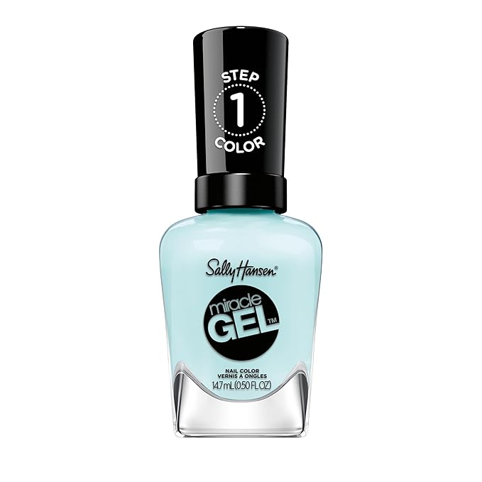 Sally Hansen Miracle Gel Salon Quality Nail Polish | Gel-Like Formula, Two-Step System, No UV Light Needed, Long Lasting | Opaque, Glossy | 668 Grand Cyan | Vibrant Blue Nail Polish