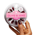 Olive & June Instant Mani Press-On Nails (Glue) | 42 Fake Nails, 21 Sizes | Non-Toxic, Long-Lasting Recycled Materials Realistic Look | Salon-Quality at Home | Medium, Almond | Obsessed