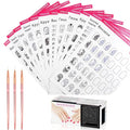 HomeSoGood Nail Art Book Design Practice Acrylic Nail Art Practice with 3pcs Nail Liner Pen 360pcs Nail Wipes,Lines Drawing Template Learning Book Reusablev