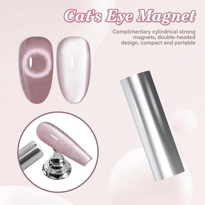 EBANKU Cat Eye Gel Nail Polish, 15ml Glitter Holographic Nail Polish with Magnet, Reflective Translucent UV Gel Polish Salon DIY at Home(Purple)