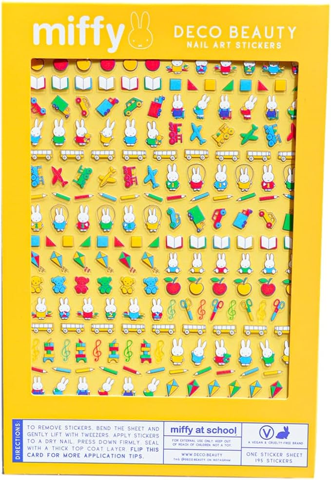 Deco Beauty Miffy at School -Super Thin & Easy-to-Apply Nail Art with The Cutest Designs-Durable & Long-Lasting Nail Art Stickers and Decals for Women, for DIY at-Home Manicures & Salon-Quality Nails