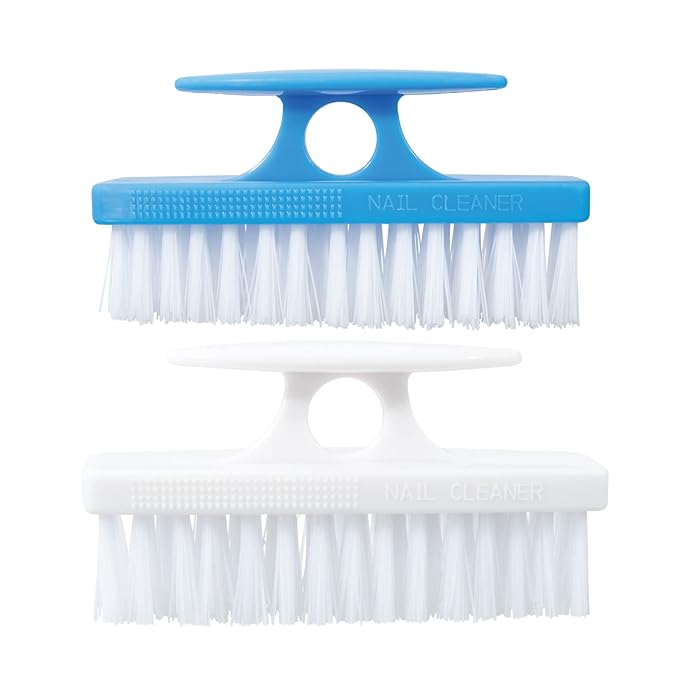Superio Nail Brush for Cleaning Fingernails, Nail Scrubber Brush, Toe Foot Hands Fingernail Brush Cleaner- Small Scrub Brush- All-Purpose Stiff Cleaning Brush for Home, Kitchen, Work, (2, Blue/White)