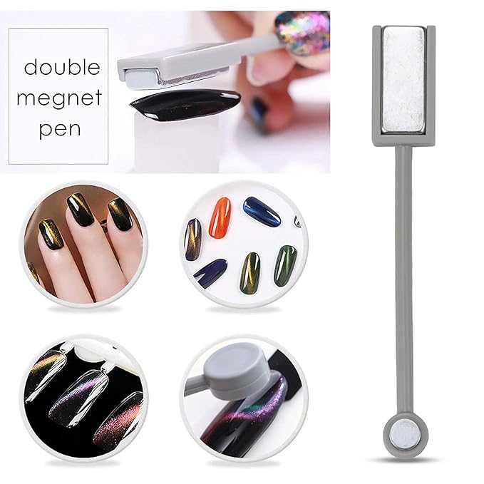 Ideal Swan 8 Pcs Nail Magnet Set Cat Eye Gel Nail Polish, Double-head Flower Design Nail Magnet Pens Magnet Stick 3D Magnetic Cat Eye Gel Polish Nail Art for DIY 3d Magnetic, Salon