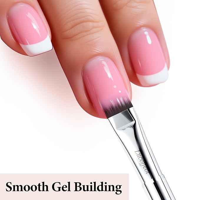 Nail Art Brush,2-in-1 French Tip and Cuticle Cleanup Brush for Gel Polish,Professional Nail Tool with Wooden Handle(French F16）