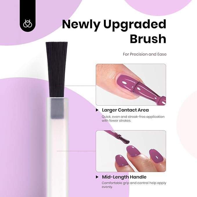 Beetles Hema-Free Gel Polish Set - 6 Colors 15ml Baby Pink Purple Gel Nude Pink Spring Colors Gel Polish Kit Soak Off Uv LED Nail Lamp DIY Home Manicure Salon Serene Afternoon
