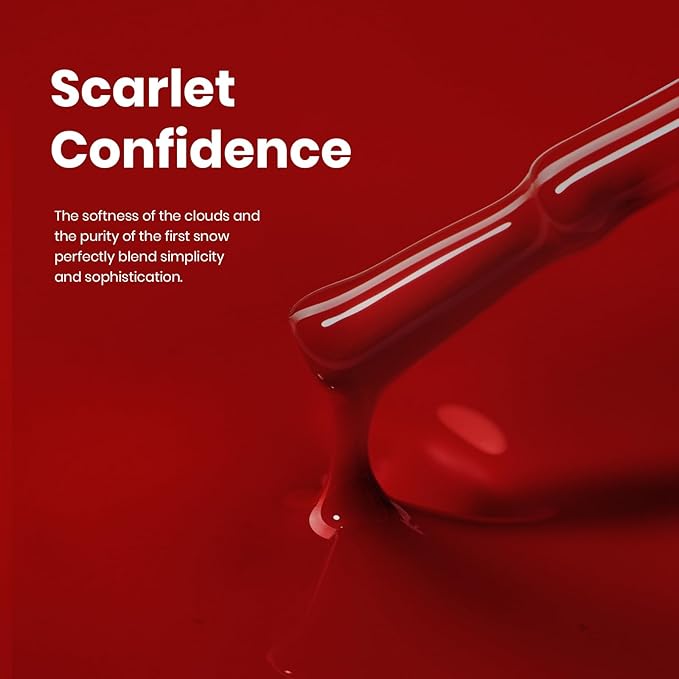 Beetles Red Gel Polish - Scarlet Confidence 15ML/0.51Fl Oz, Hema Free Red Gel Nail Polish, Same Color Same Bottle, Soak Off UV LED Lamp Nail Art, Long-Lasting Manicure Salon DIY Home