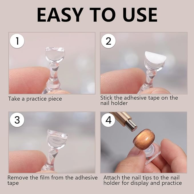 Nail Stand for Press On Nails Art Display Practice 2 Sets, Acrylic Stand Holder for Practice Tips with 200pcs Clear Reusable Adhesive, Beginner Nails Arts Kit Accessories DIY Tool at Home