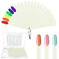 Laza 100 Pcs Nail Swatch Sticks Box-packed with Ring and Numbered Stickers Nail Art Polish Color Display Practice Tips Natural Beige Sample Sticks Tester Nails Supplies for Nail Tech - Oval