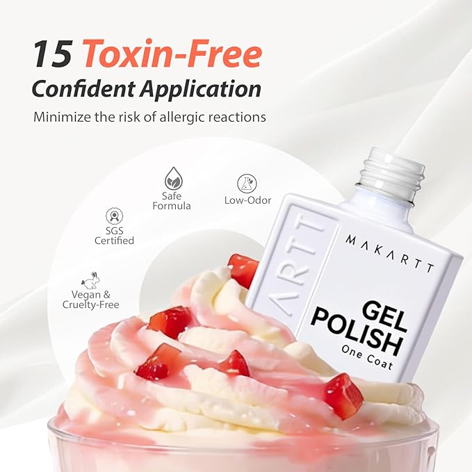 Makartt Ultra-Pigmented White Gel Nail Polish 15ml, One N'Done White Gel Polish One-Coat High-Gloss Ceramic Shine, Salon-Grade UV Nail Art Manicure DIY Salon Home