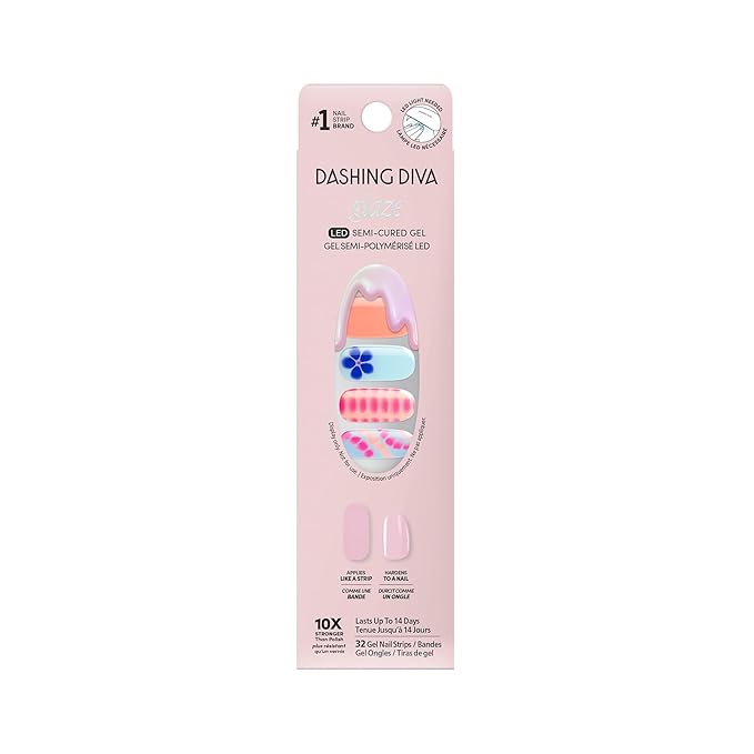 Dashing Diva Glaze Nail Strip Set - Amsterdam Haze - Long Lasting, Chip Resistant, Semi-Cured Gel Nail Strips - Summer Gel Set - 4-Piece Manicure Kit with 32 Strips