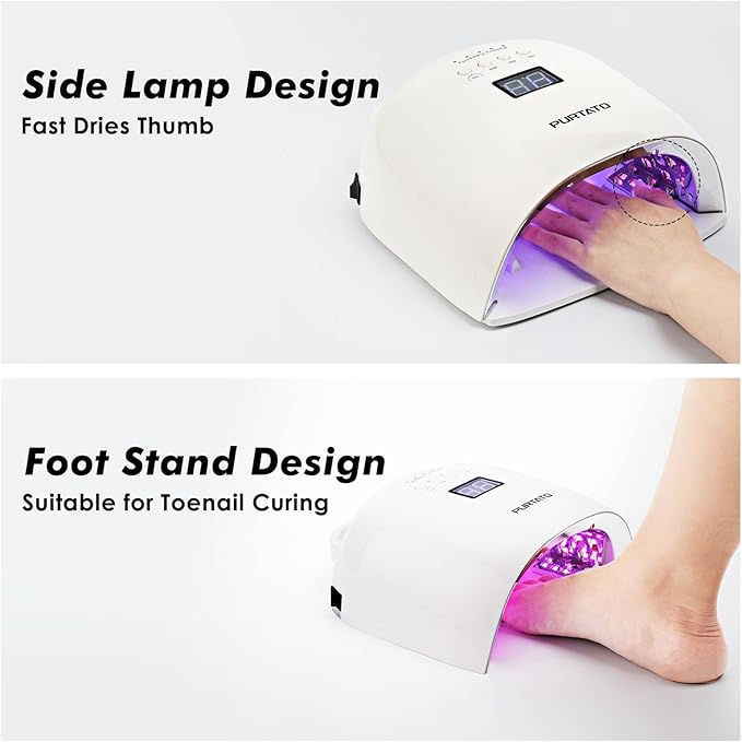 Professional Rechargeable UV LED Nail Lamp with 4 Timer Setting and 18000mAH Long Battery Life Nail Dryer JC22 (White)