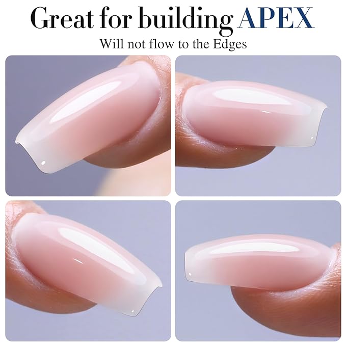 Double Rhythm Milky Pink Rubber Gel Nail Polish 15ml Nail Strengthener in a Bottle Nail Extension Hard Gel Soak Off Long Lasting Gel (Light Pink 8 in 1-4)
