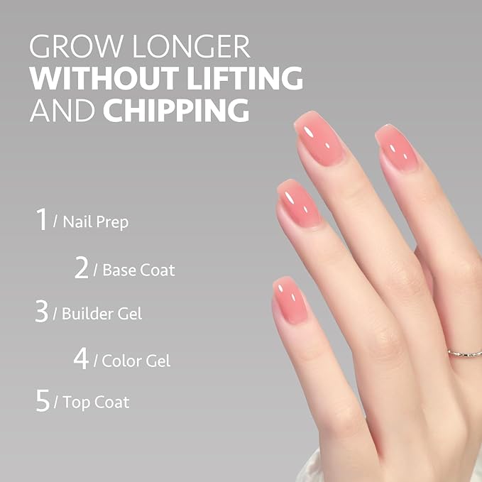 GAOY Builder Gel for Nails, 16ml Nail Strengthener in a Bottle, Nail Extension Hard Gel, Soak Off Long Lasting UV Light Cure, 1965 Rose Pink, Base Coat Top Coat Needed