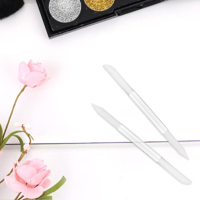 Sibba 2 Pieces Glass Cuticle Pusher Cuticle Remover Tool Double Sided Cuticle Trimmer Manicure Stick Professional Precision Filing Abrasive Surface Nail Salons Set for Women Girls Homes(Transparent)