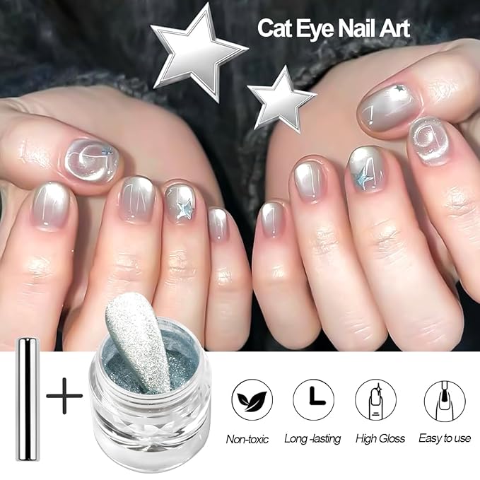 Chrome Nail Powder Kit, 6 Colors Chrome Powder with 3D Sculpting Gel for Nail Art Gold Silver Metallic Mirror Effect Pigment Holographic Glitter White Pearl Dust Kit for Manicure Decor
