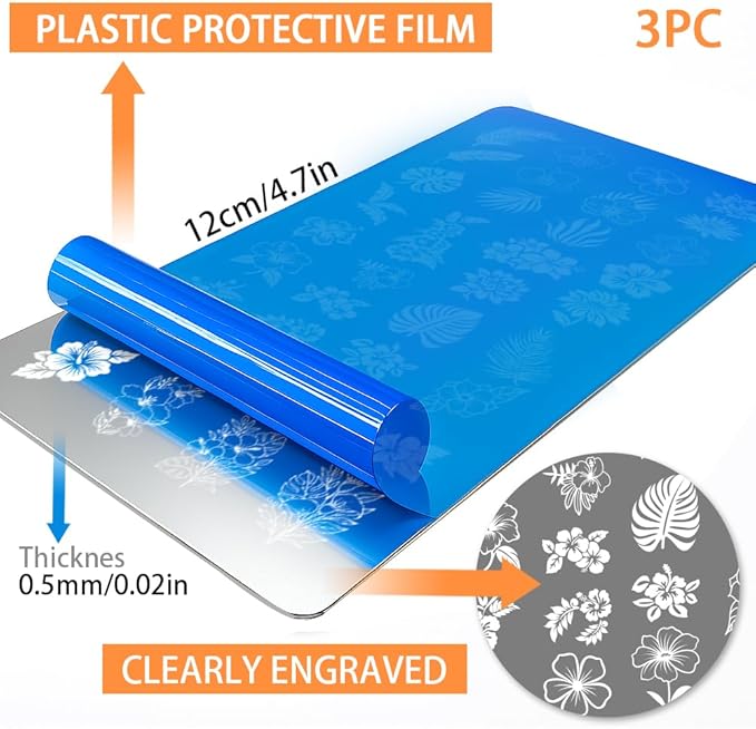 PH PandaHall 3pcs Flower Leaves Nail Stamping Plates Rainforest Blooms Nail Art Stencils Tropical Floral Manicure Art Plates Plants Nails Stamping Temeplates for Women Manicures Salon Design Printing