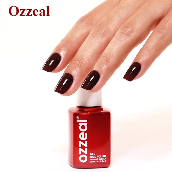 Gel Polish, 0.5 Fl Oz Deep Cherry Brown Gel Polish Autumn Winter Soak Off LED UV Nail Gel Polish Art Starter Manicure Salon DIY Gel Polish