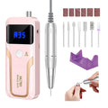 Portable Nail Drill Professional 35000 RPM, Rechargeable Electric Nail File Machine Cordless E-File for Acrylic Gel Polishing Removing with Bits Kit for Manicure Salon Home, Pink