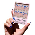 Glamnetic x Fanatics Press On Nails - Kentucky Wildcats | Short Almond Fake Nails, Collegiate Wildcats Blue French Tips, College Nails, Salon-Quality | 15 Sizes - 30 Nail Kit with Glue