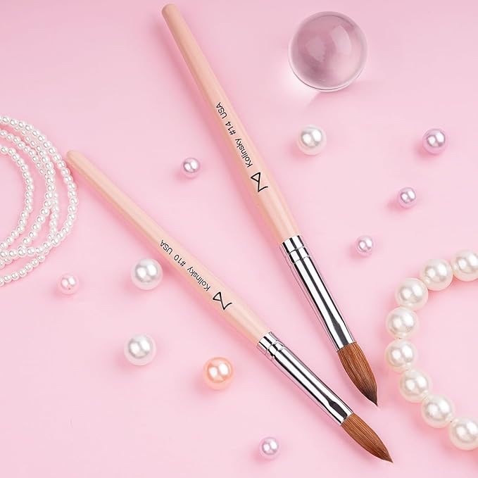 M – Majesti Pink 100% Kolinsky Acrylic Nail Brush | Professional Acrylic Sculpting & Application Brush | Handcrafted Premium Nail Art Tool for Nail Technicians (#18)