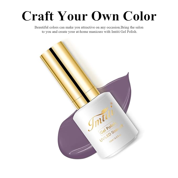 Imtiti Gel Nail Polish, Grape Purple Nude, 0.5 Fl Oz, DIY Nail Art Starter Kit for Women Girls