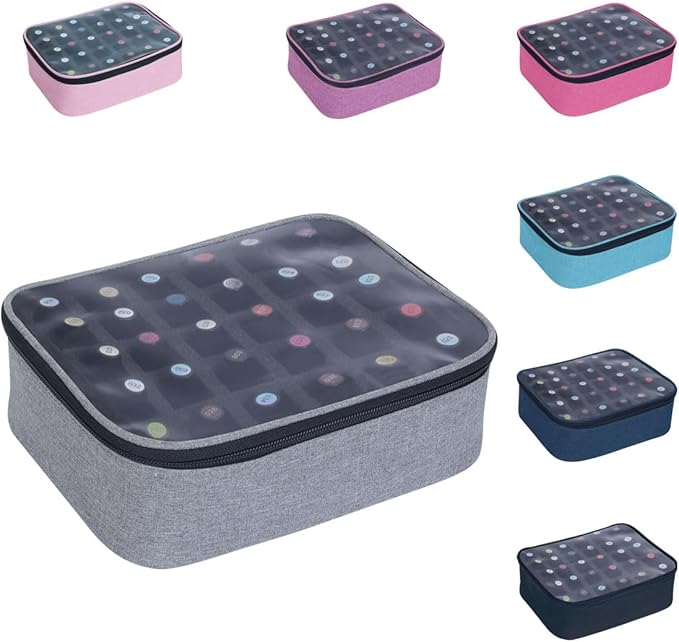 Small Clear Nail Polish Organizer Holds 30 bottles(15ml-0.5fl.oz) Nail Polish Case Multifunctional Nail Polish Bag organizer, Cosmetic Travel Makeup Cases for Women Grey