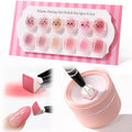 Double Rhythm Painting Gel Polish Set for Nail Art Palette Patting Gel Polish 6 Colors with 100 Pcs Sponges and Grabbing Pen (Nude Pink Purple Rose-T6-65)