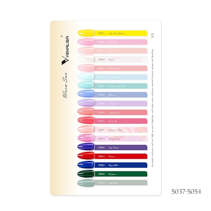 VENALISA V3 Gel Nail Polish Kit of 22 Pcs With Color Display Card Red Blue Green Yellow Pink Gel Polish Set Soak Off Salon Nail Art DIY at Home Manicure