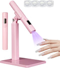Mini UV Light for Nails，Handheld LED Flash Cure Lamp for Gel X Polish, Portable Uv Pen Light for Single Finger,Nail Curing Lamp with Stand for Starter Salon DIY or Home Manicure (Pink, Mini)