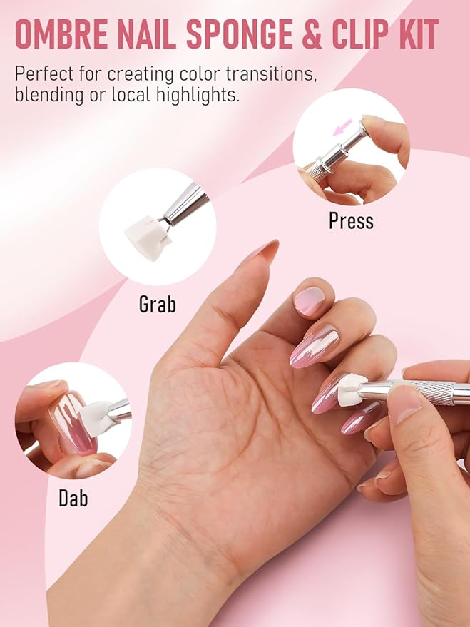 Nail Art Tools, 200PCS Nail Sponges for Ombre and Nail Art Brushes Set, Nail Design Tools with Nail Art Palette, Spatula & Grabber, Nail Tech Must Haves Nail Stuff Supplies for Salon & Home Use