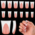 outopen 120pcs Duck Nail Tips Short Light Peach French Duck Tips Full Cover Fan Flare Duck Tips for Wide Press on Nail Crystal Duck Feet Nail Tips for Polygel Acrylic Extension, 12 Sizes