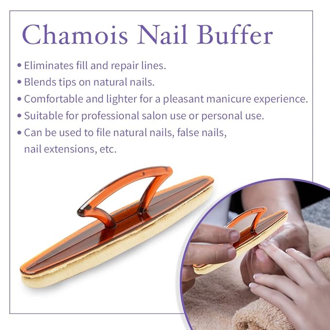 Chamois Buffer and Buffing Cream | Buff and Shine Dull Nails While Softening Cuticles | Assists with Fill and Repair Lines | 1.75 Oz Set