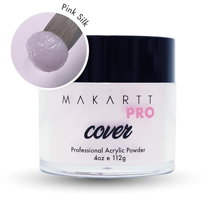 MakarttPro Acrylic Powder - 112g/4oz Nail Cover for Extension, Perfect for Professional Private Nail Technicians (Pink Silk)