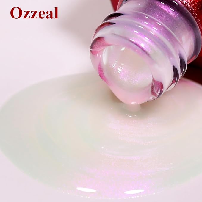 Pearl Gel Nail Polish, Rose Purple Transparent Shimmer Shell Nail Gel Polish Glitter Mermaid Iridescent Pearlescent Sparkle Spring Summer Soak Off Led UV Manicure 15ML