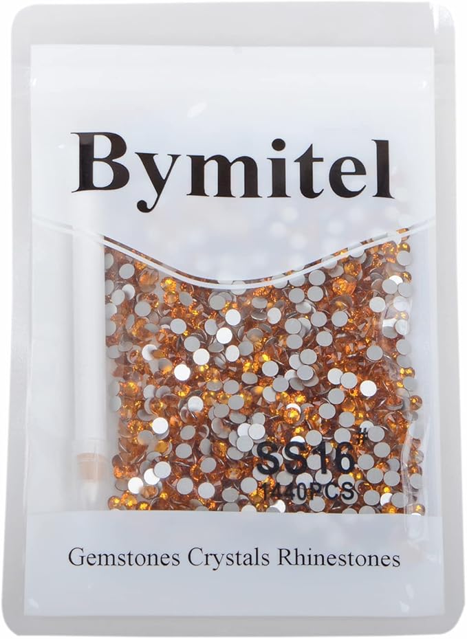 1440PCS Art Nail Rhinestones Non Hotfix Glue Fix Round Crystals Glass Flatback for DIY Jewelry Making with one Picking Pen (ss16 1440pcs, Topaz)