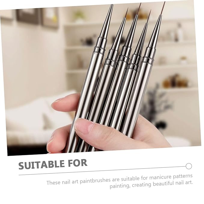 Nail Art Liner Brush Pen Precision Manicure Tool for Diy Nail Design Metal Handle for Home and Professional Use