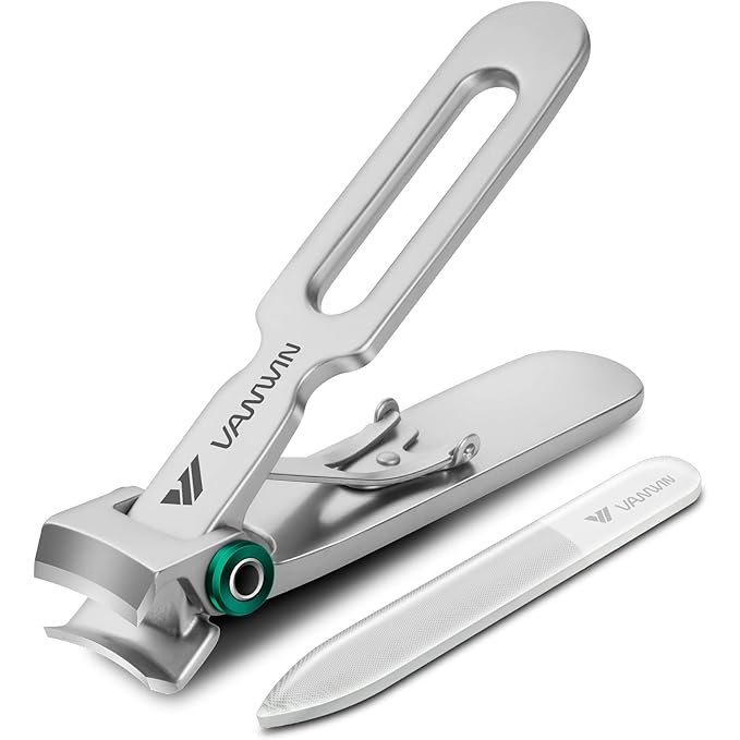 Nail Clippers for Thick Nails, 16mm Wide Jaw Opening Oversized Toenail Clippers Cutter with Sharp Curved Blade and Nail File, Heavy Duty Stainless Steel Fingernail Clippers for Seniors Elderly
