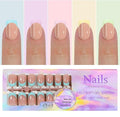 French Tip Press On Nails Short Square Soft Gel Nails in 5 Color Charm Design, 3-in-1 Seamless Design with High Elasticity,DIY Soak Off Fake Nails 15 Sizes, 150Pcs (Multicolor 07)